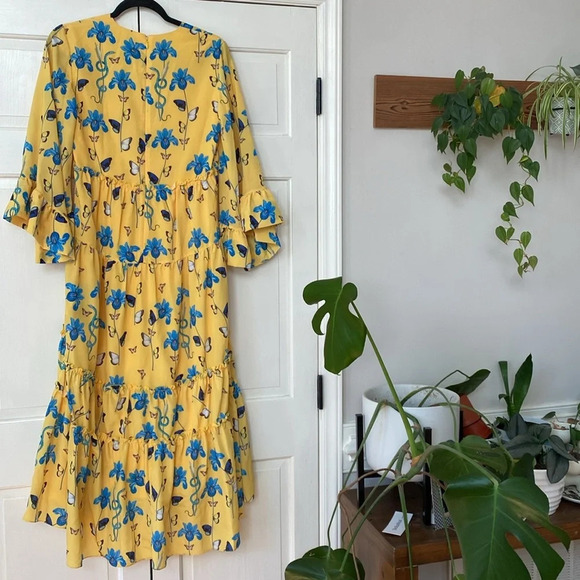 Borgo De Nor Iris Yellow Floral Print High Low Dress Butterfly Size UK 6 US 2 - Picture 15 of 16